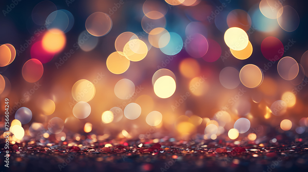 Holiday themed illustration with colorful bokeh lights Holiday themed illustration with colorful bokeh lights