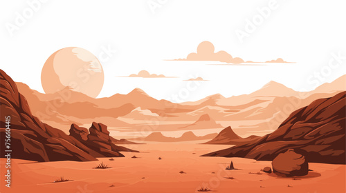 Landscape on planet Mars scenic desert scene on the