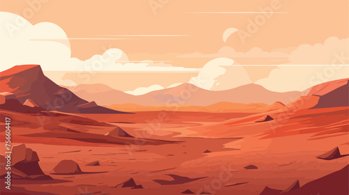 Landscape on planet Mars scenic desert scene on the