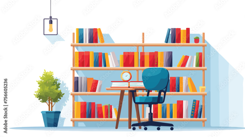 Library theme self education vector concept flat 
