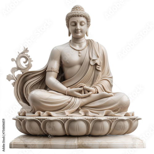 Statue of Buddha Sitting in Lotus Position On a Transparent Background PNG © LUPACO PNG