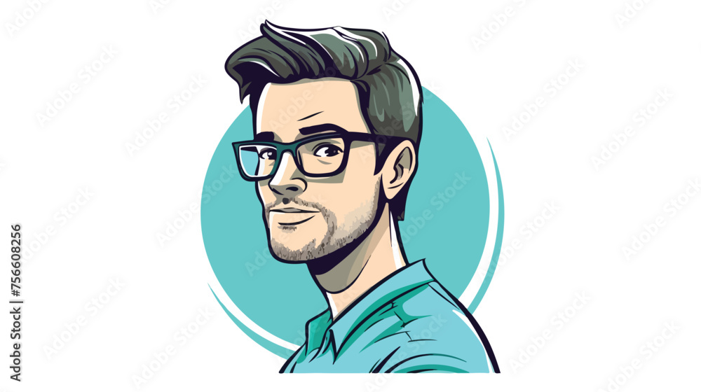 Man in glasses hand drawn vector in cartoon comic 