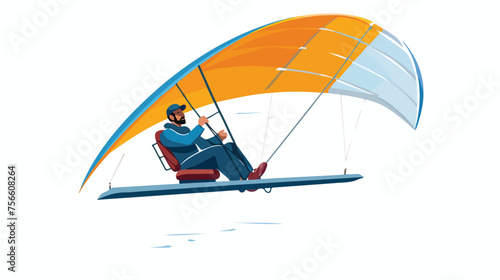 Man on a hang glider flat vector 