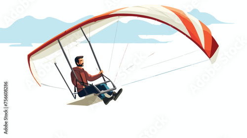 Man on a hang glider flat vector isolated on white © Vector