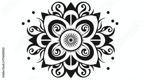 Mandala pattern black and white good mood flat vector