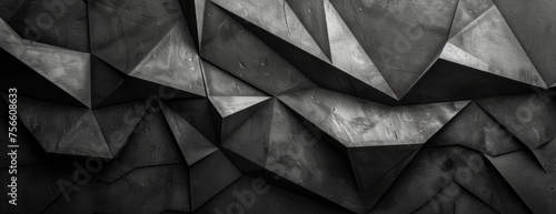 Abstract Geometric Distortion: Dark Black Architecture - Auto-Destructive Art Desktop Wallpaper