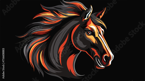 Mascot horse on black background flat vector © Vector