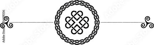 Grunge Celtic Header with Knot Circle, Celtic Heart Knot, Triskeles