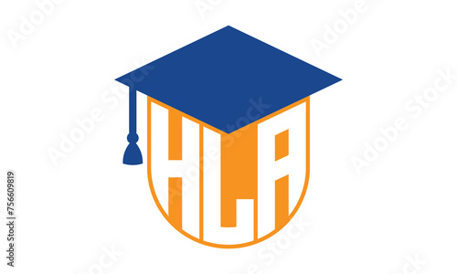 HLA initial letter academic logo design vector template. school college logo, university logo, graduation cap logo, institute logo, educational logo, library logo, teaching logo, book shop, varsity	
