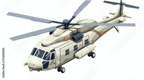 Military transport helicopter icon. Isometric photo