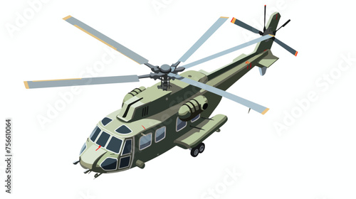 Military transport helicopter icon. Isometric