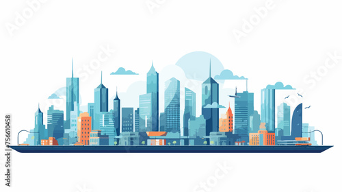 Modern city concept flat vector isolated on white background © Vector