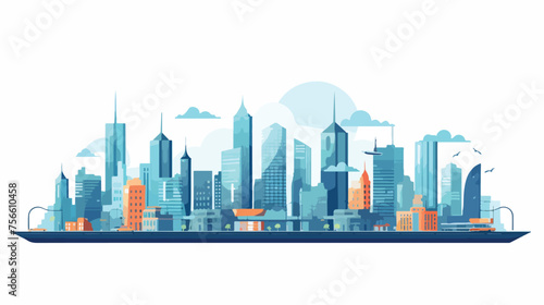 Modern city concept flat vector isolated on white background 