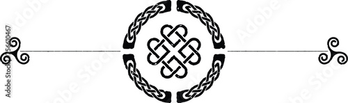 Grunge Celtic Header with Knot Circle, Celtic Heart Knot, Triskeles