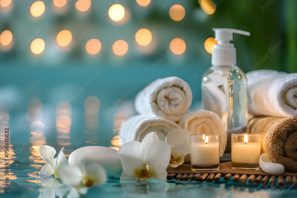 Tranquil Spa Arrangement with Candles, Oils, and Frangipani Flowers Tranquil Spa Arrangement with Candles, Oils, and Frangipani Flowers