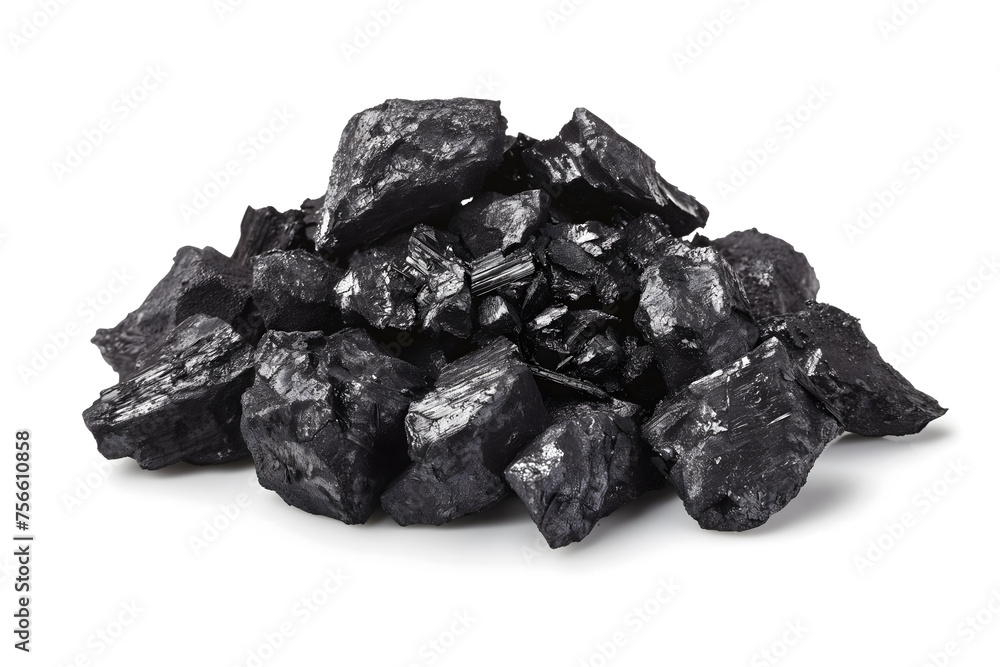 Exploring the Characteristics of Raw Coal Isolated on White Background Exploring the Characteristics of Raw Coal Isolated on White Background