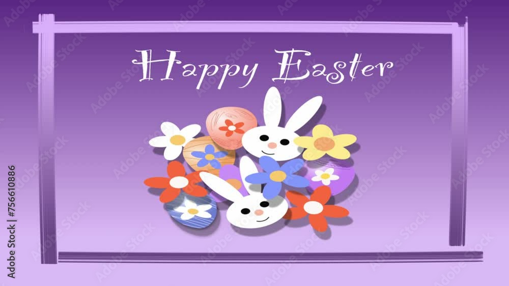 Some Easter holiday symbols (eggs, flowers and bunny) with the inscription Some Easter holiday symbols (eggs, flowers and bunny) with the inscription