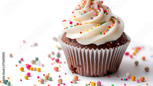 Chocolate Cupcake with Vanilla Frosting and Sprinkles