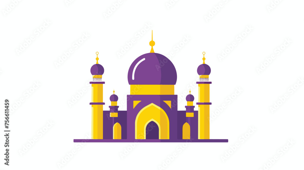 Mosque icon duocolor purple yellow style ramadan vector