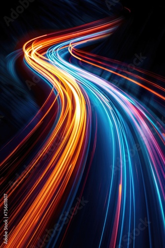 Ethereal Lights on Dark Canvas: Swirling Diagonal Streaks in Blue and Black - Abstract Wallpaper with Teal and Maroon Accents