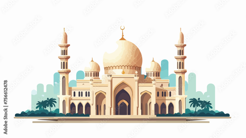 Muslim castle. Cartoon Islamic mosque. vector illustration