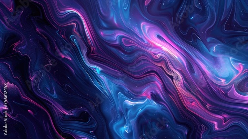 Dark Sky-Blue and Black Elegance  Fluid Lines in Abstract Style - Colorful Swirls Desktop Background
