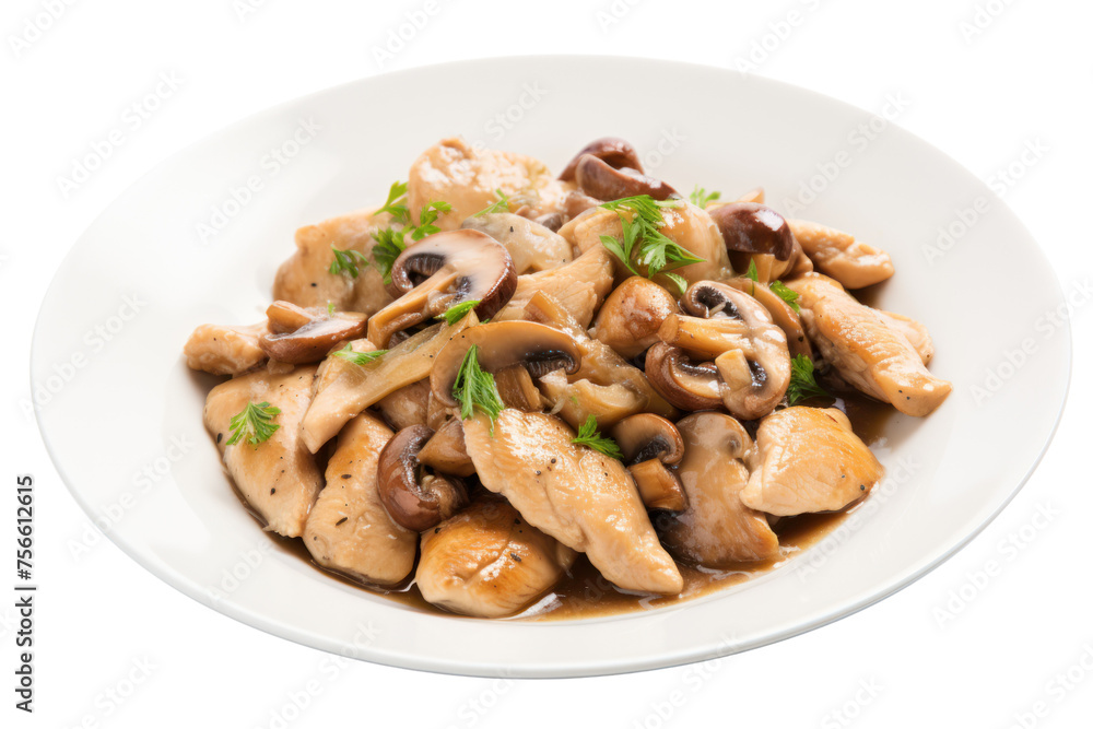 Stir-fried Chicken Breast with Shiitake Mushrooms Add colorful mushrooms Topped with mushroom sauce Rich flavor added isolated on transparent background. Stir-fried Chicken Breast with Shiitake Mushrooms Add colorful mushrooms Topped with mushroom sauce Rich flavor added isolated on transparent background.