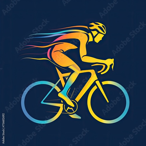 Cycling logo in hi-tech style. Dynamic and futuristic design with a modern twist photo