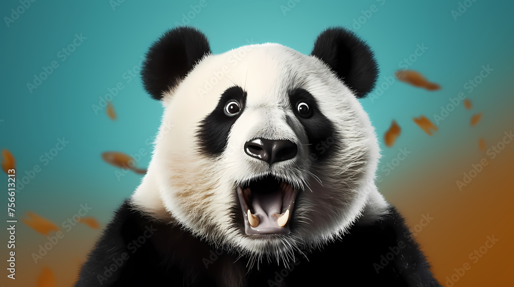 Obraz premium Illustration of surprised panda