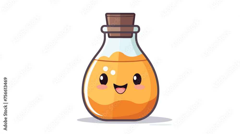 oil jar spa bottle kawaii character flat vector 