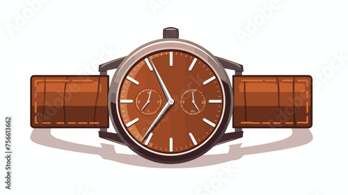 one brown wristwatch flat vector 