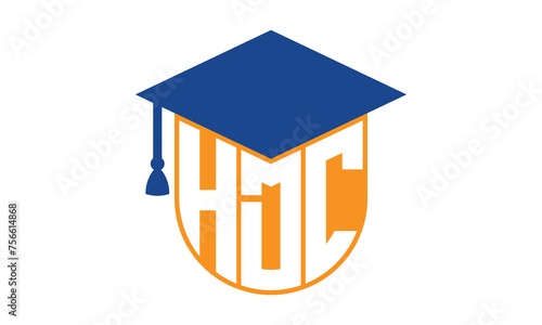 HDC initial letter academic logo design vector template. school college logo, university logo, graduation cap logo, institute logo, educational logo, library logo, teaching logo, book shop, varsity	
 photo