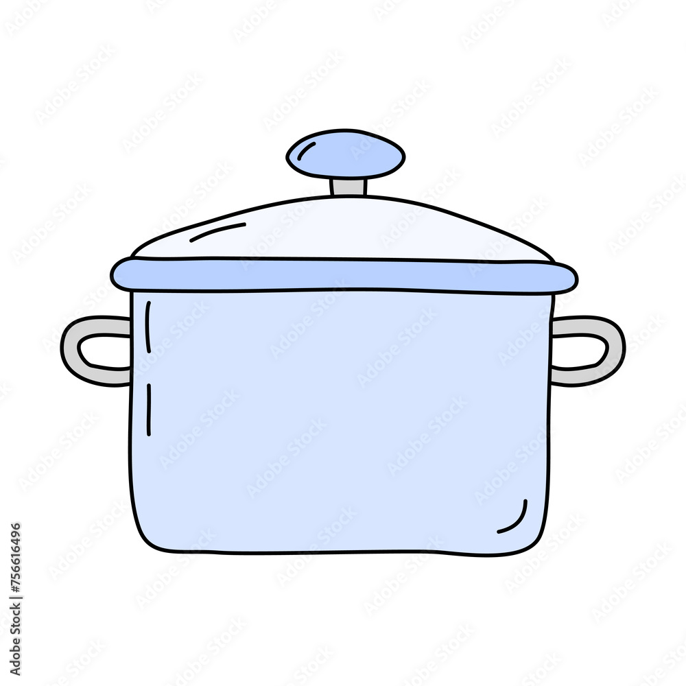 Saucepan with glass lid, cooking or baking kitchen design element, vector Saucepan with glass lid, cooking or baking kitchen design element, vector