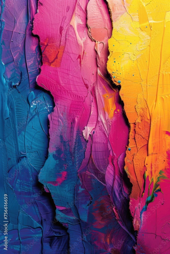 Fototapeta premium Melancholic Hues Meet Vibrant Curves: Colorful Storytelling in Yellow and Purple - Neo-Romantic Art Wallpaper