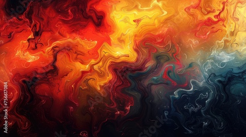 Vibrant Eclipsed Hues: Realistic Swirls of Warm Colors Fading to Dark - Colorful Abstract Wallpaper