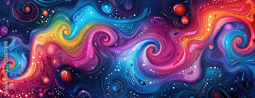 Surreal Spectacle: Dynamic Composition with Neon Spirals and Fractals - Mesmerizing Wallpaper © TETIANA