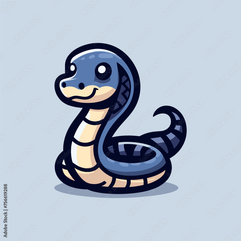 Fototapeta premium Cobra Cute Mascot Logo Illustration Chibi Kawaii is awesome logo, mascot or illustration for your product, company or bussiness