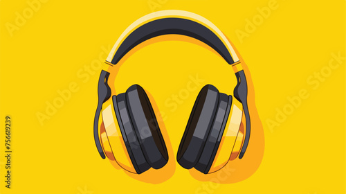 Professional gaming headphones isolated on yellow background