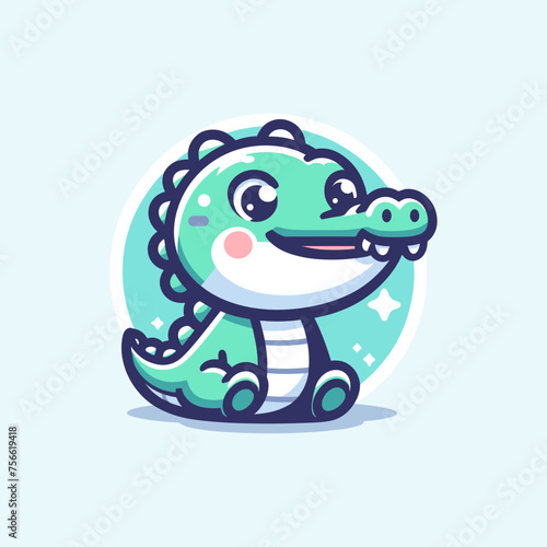 Crocodile Cute Mascot Logo Illustration Chibi Kawaii is awesome logo, mascot or illustration for your product, company or bussiness