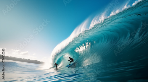 Surfer on Amazing Blue Wave