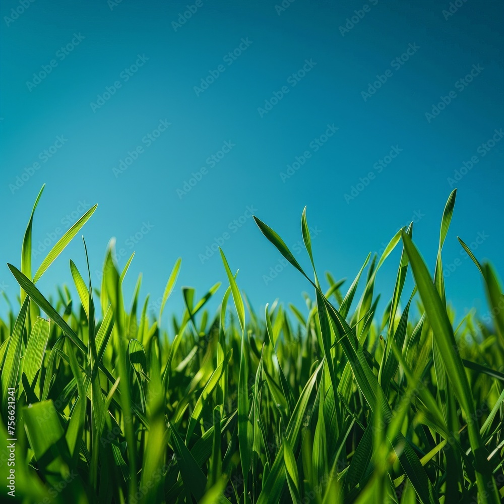 Obraz premium Close Up of Grass With Blue Sky