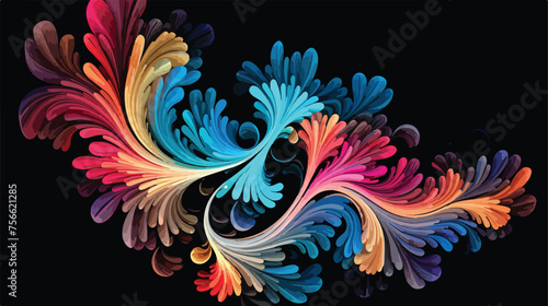 Rendering multicolored abstract fractal on black background