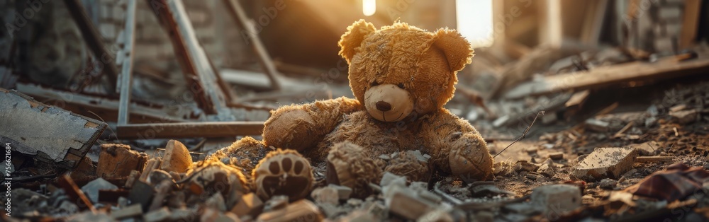 Teddy Bear Surrounded by Rubble Teddy Bear Surrounded by Rubble