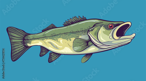 River bass on a white background flat vector isolated