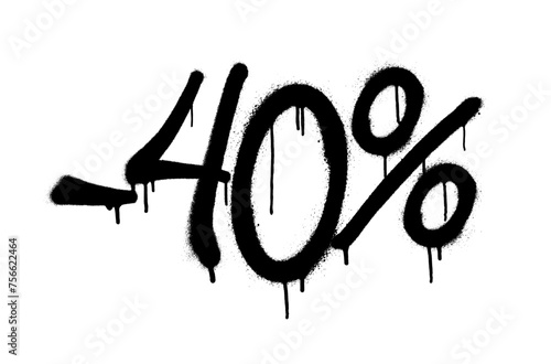 Sprayed -40 percent graffiti with overspray in black over white. Vector illustration.