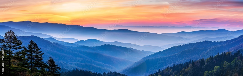 Majestic Mountain Range Sunset