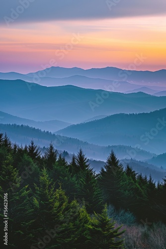 Mountain Range With Trees in Foreground