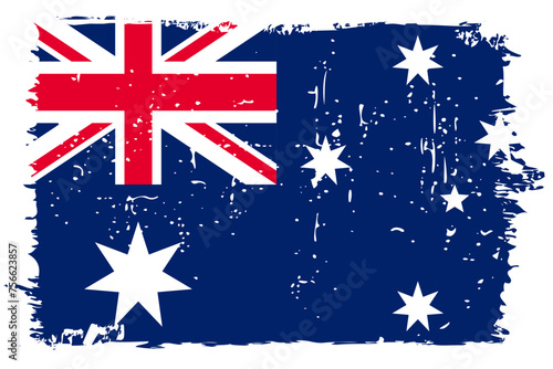 Australia flag - vector flag with stylish scratch effect and white grunge frame.