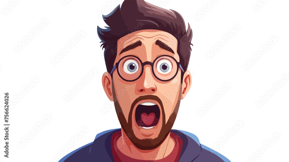 Shocked man gasping cartoon flat vector isolated on