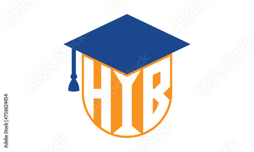 HIB initial letter academic logo design vector template. school college logo, university logo, graduation cap logo, institute logo, educational logo, library logo, teaching logo, book shop, varsity	
 photo